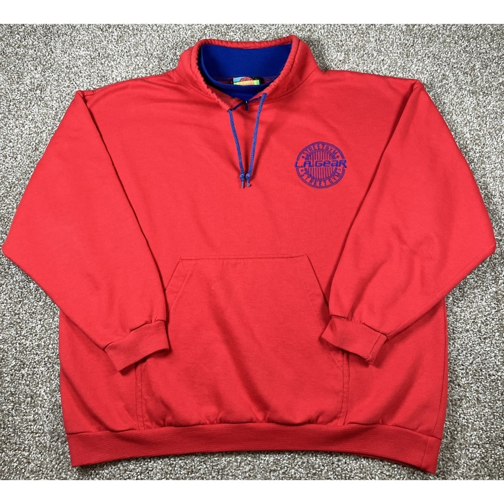 Vintage LA Gear Pullover Sweatshirt Red Size Large Sleeve Spellout Logo